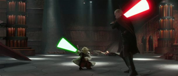 Star Wars lightsaber duel