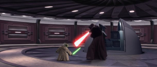 Star Wars lightsaber duel