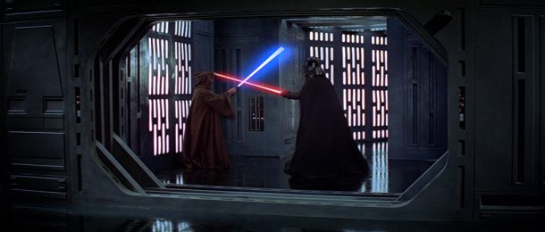 Star Wars lightsaber duel