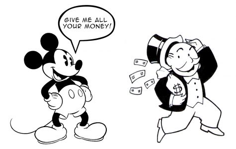 Mickey Mouse and Rich Pennybags