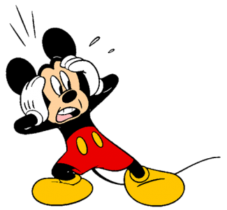 Mickey Mouse is panicking